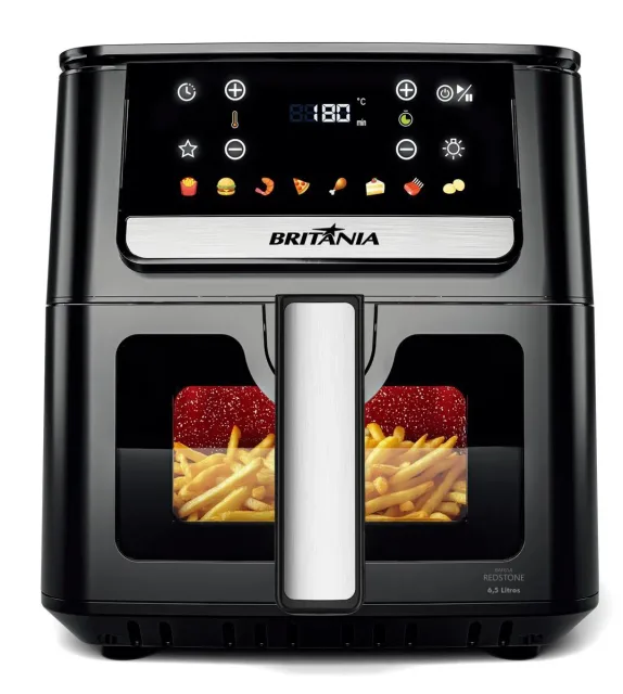 Air Fryer Britânia 6,5L Redstone Visor Glass 1700W BAF65A